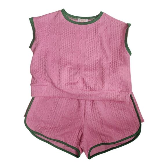SOLD!! TRIBE LOVE 21 Pink/Green Retro Short Set - Size Medium - Picture 1 of 7